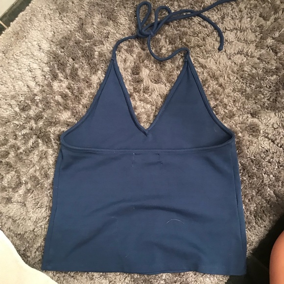 deep halter neck top navy blue size M urban - Picture 2 of 3
